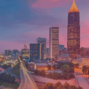 Time lapse image of downtown Atlanta, Georgia at sunset