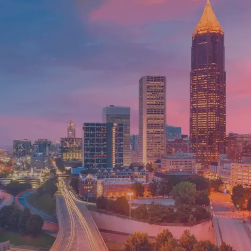 Time lapse image of downtown Atlanta, Georgia at sunset