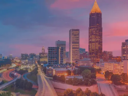 Time lapse image of downtown Atlanta, Georgia at sunset